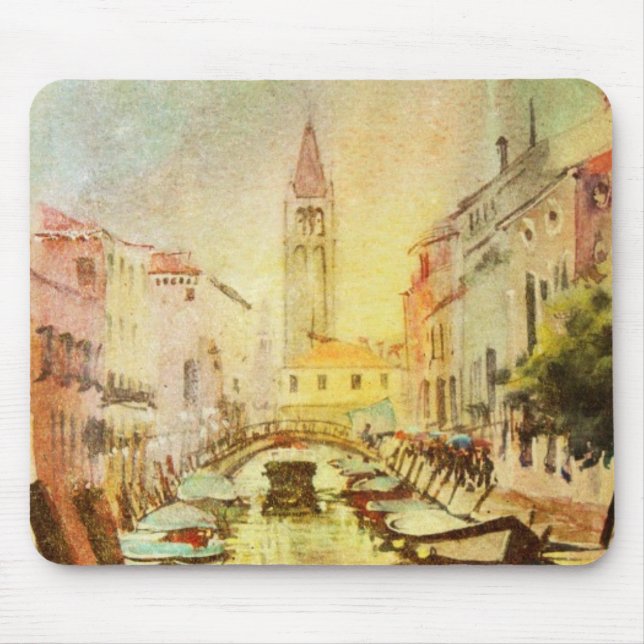 Mousepad Uma vista do canal com barcos e construções (Frente)