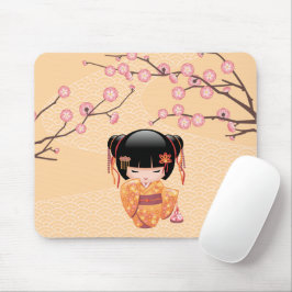 Mousepad Ume Kokeshi Doll - Rapariga Peach Geisha Japonesa