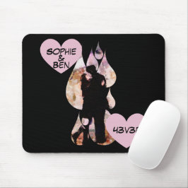 Mousepad Under Umbrella: Romantic Couple Kissing in Rain