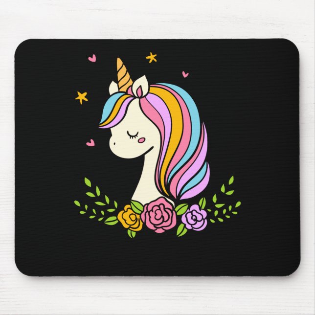 Mousepad Unicorn Cute Whimsical Girly D Name  (Frente)