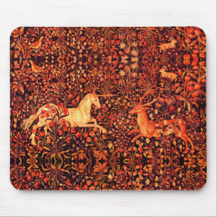 Mousepad UNICORN E DEER,FLORES,ANIMAIS FLORESTAIS Red Flora