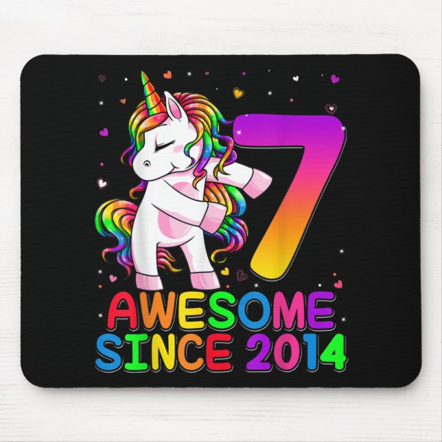 Mousepad Unicórnio 7 de Aniversário de 7 Anos de Idade (Frente)