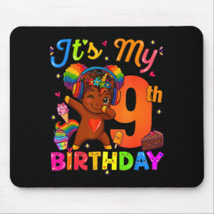 Mousepad Unicórnio Afro 9º Aniversário Menina Cabelo Natura