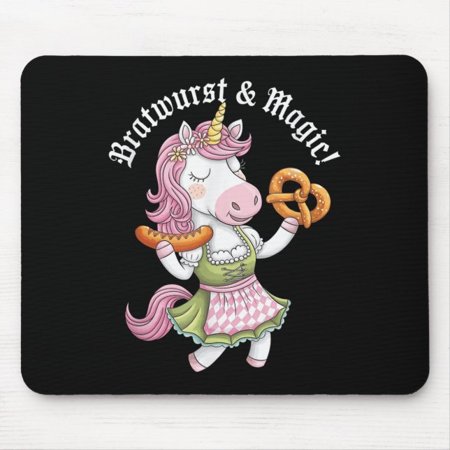 Mousepad Unicórnio Alemão Drindl Bratwurst Magic Funny Kids (Frente)