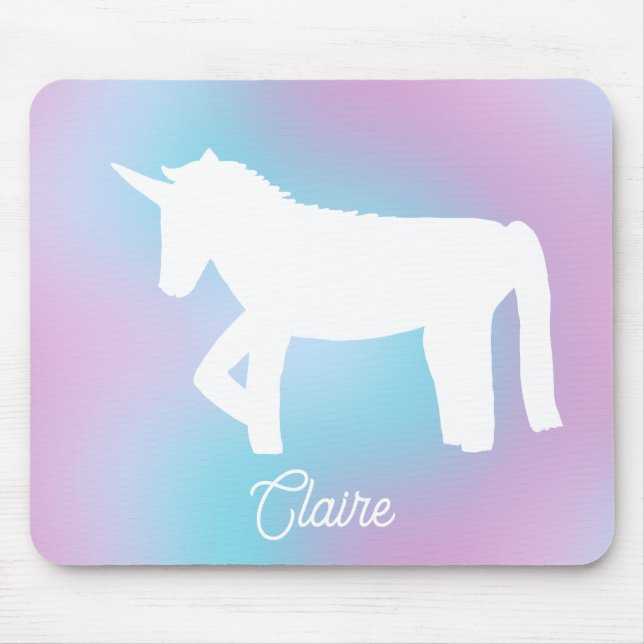 Mousepad Unicórnio Arco-íris Pastel Personalizado (Frente)