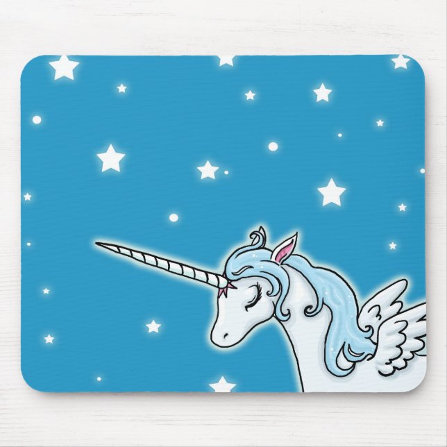 Mousepad Unicórnio azul e branco de Pegasus (Frente)