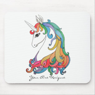 Mousepad Unicórnio bonito do arco-íris da aguarela