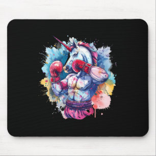 Mousepad Unicórnio Boxeador Com Luvas de Boxe Kickboxing En
