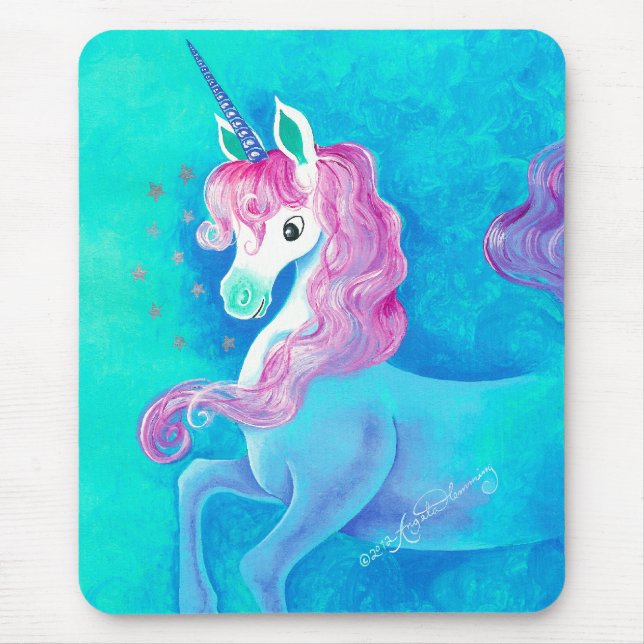 Mousepad Unicórnio branco feliz (Frente)
