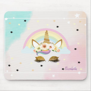 Mousepad Unicórnio Brilhante Mágico, Arco-íris, Estrelas