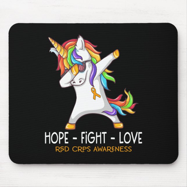 Mousepad Unicórnio Dabbing Hope Fight Love Rsd Crps Consciê (Frente)