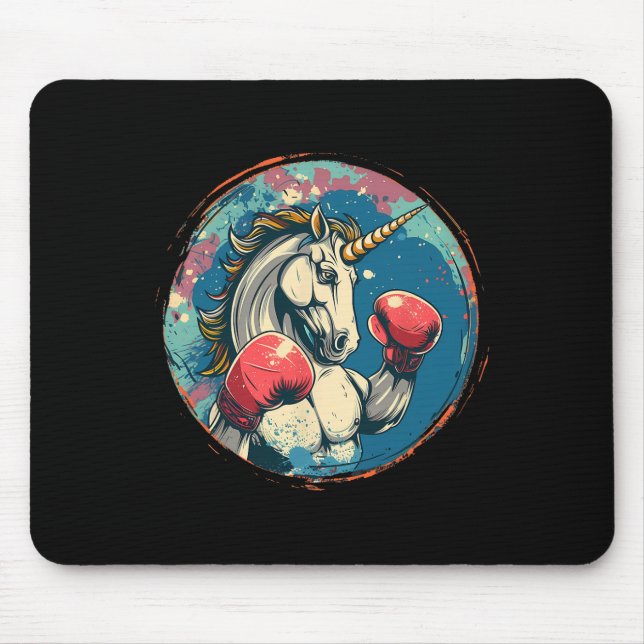 Mousepad Unicórnio de Boxe Com Luvas de Boxe Kickboxing Fof (Frente)
