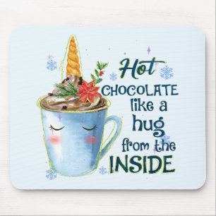 Mousepad Unicórnio de Chocolate Quente   Cozy Unicorn Winte