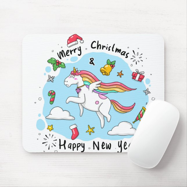 Mousepad Unicórnio de Natal (Com mouse)
