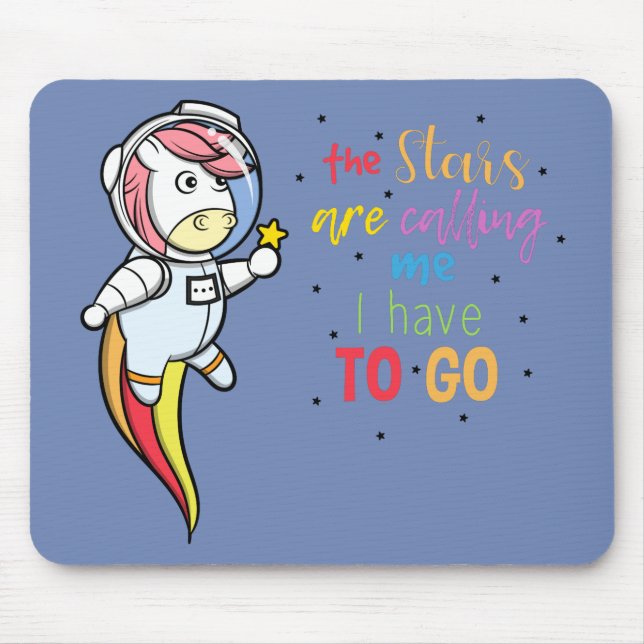 Mousepad Unicórnio divertido como astronauta no universo (Frente)