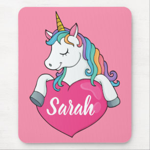Mousepad Unicórnio Fofo Nome Personalizado