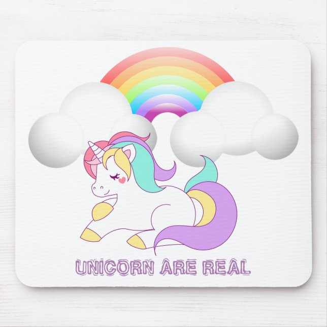 Mousepad Unicórnio Mágico Adorável, Arco-íris (Frente)