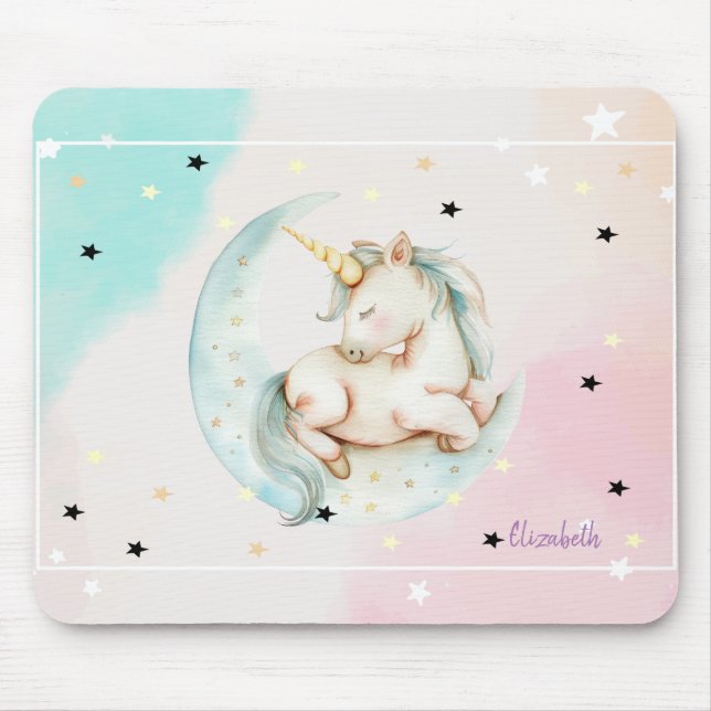Mousepad Unicórnio Mágico, Lua, Estrelas (Frente)