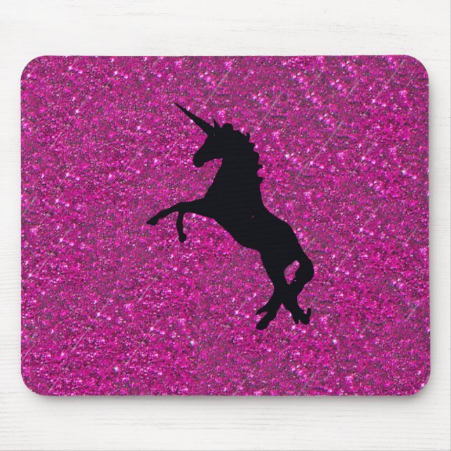 Mousepad unicórnio no brilho cor-de-rosa (Frente)