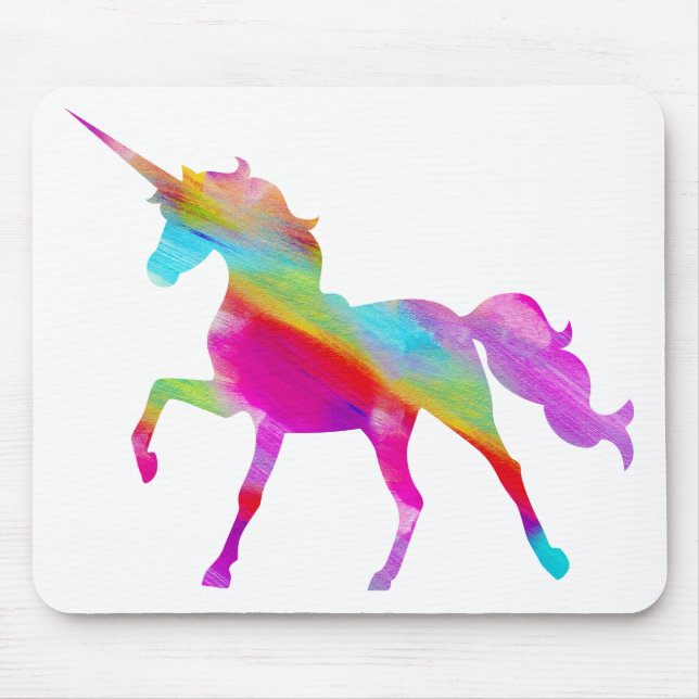 Mousepad Unicórnio prancing do arco-íris sparkly mágico (Frente)
