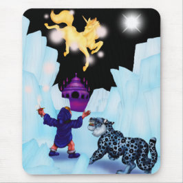 Mousepad Unicórnio, rapaz divino da liberdade, neve, leopar