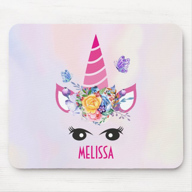 Mousepad Unicórnio Rosa Mágico Personalizado (Frente)