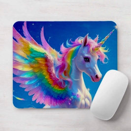 Mousepad Unicórnio Saltitante com Asas de Arco-íris