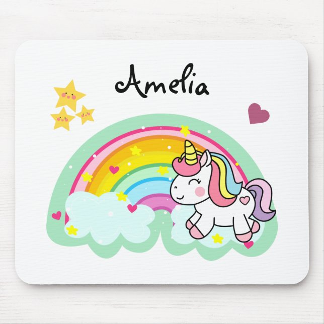 Mousepad Unicórnio Super Bastante e Arco-Íris Personalizado (Frente)