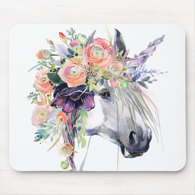 Mousepad Unicórnio vestido floral (Frente)