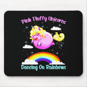 Mousepad Unicórnios Rosa Fluffy Dançando Em Rainbots-Camisa