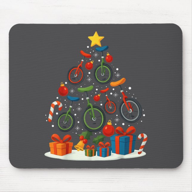 Mousepad Unicycling Unicycle Christmas Tree Xmas  (Frente)