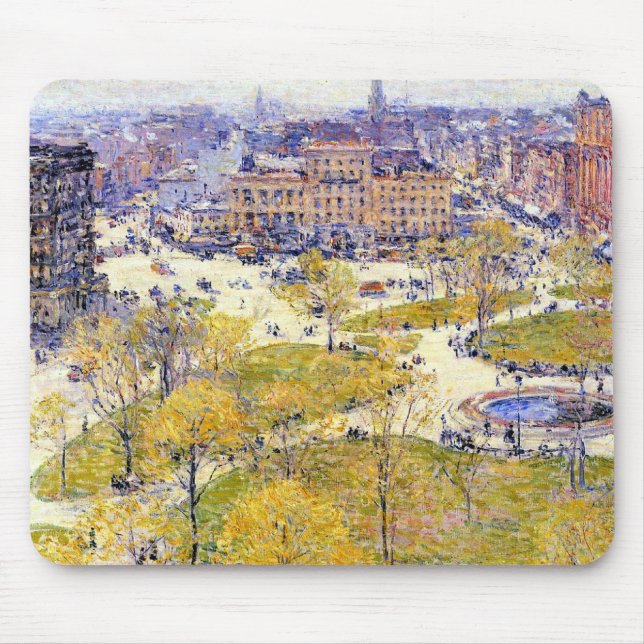 Mousepad Union Square em Primavera por Frederick Childe Has (Frente)