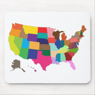 Mousepad Unir-Estado-Mapa-Colorido