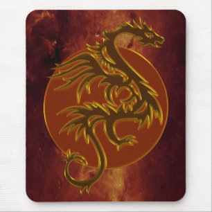 Mousepad Universo dourado de Sun do dragão do fogo