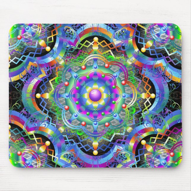 Mousepad Universo Mandala Cores Psicodélicas (Frente)