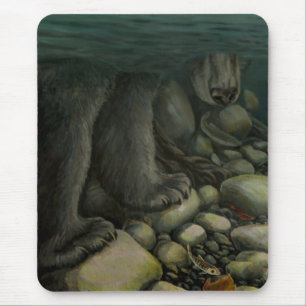 Mousepad Urso-Arte-Mão-de-Obra Decor de Pintura de Pesca