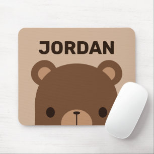 Mousepad Urso Castanho Bonito com Nome Personalizado