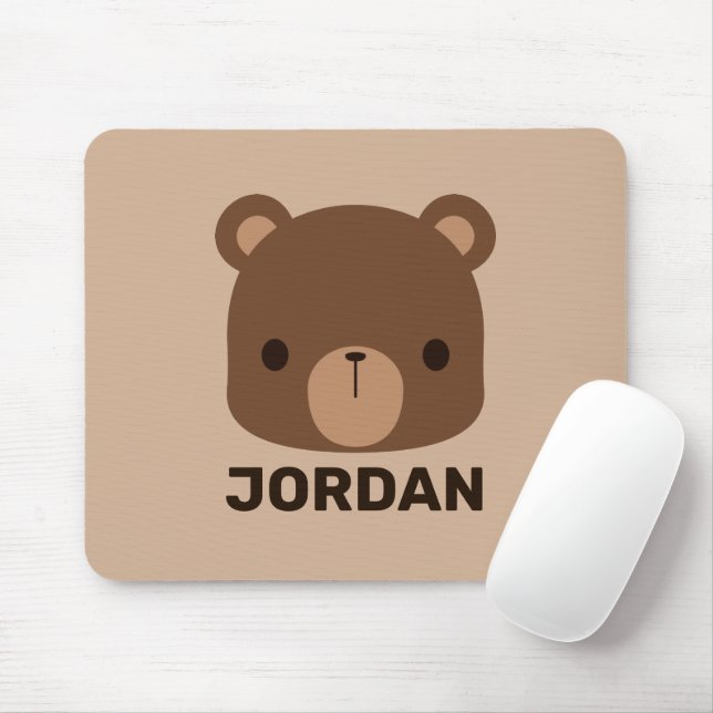 Mousepad Urso Castanho Bonito com Nome Personalizado (Com mouse)