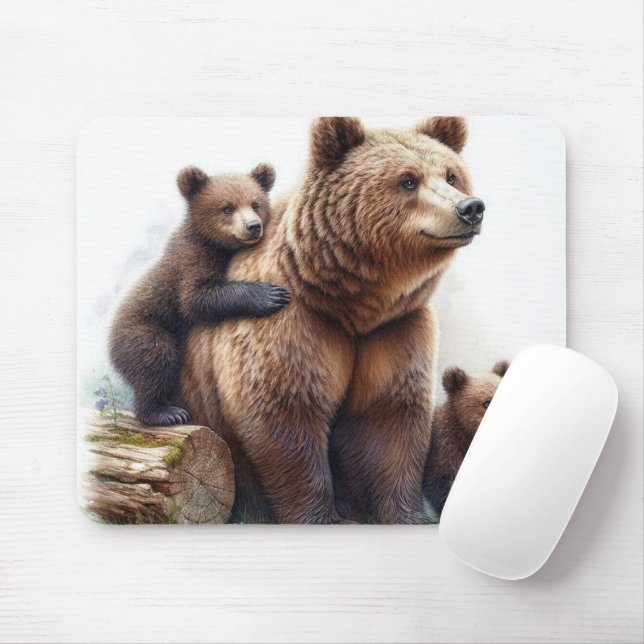 Mousepad Urso Castanho com Dois Cubos (Com mouse)