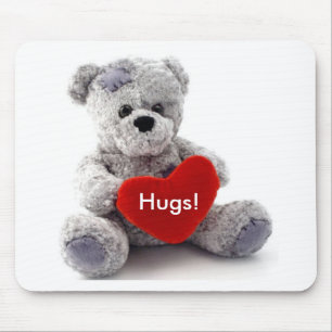 Mousepad Urso cinza Com Coração