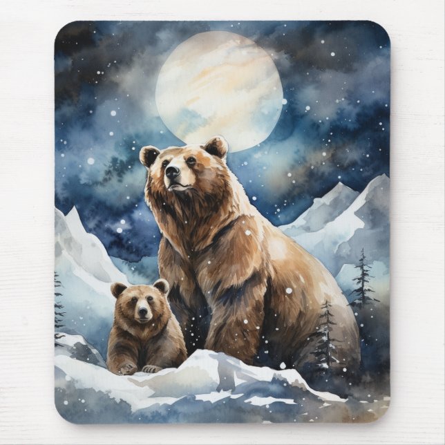Mousepad Urso Cinzento e Bebê (Frente)