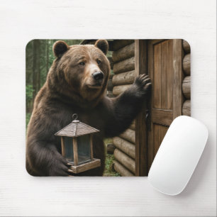 Mousepad Urso com um alimentador de aves vazio