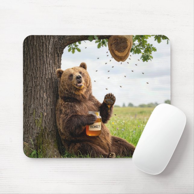 Mousepad Urso com um Pote de Mel (Com mouse)