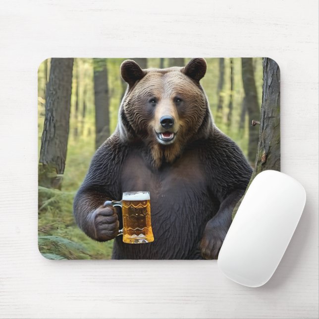 Mousepad Urso com Urso de Cerveja (Com mouse)