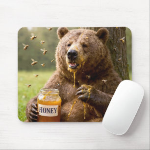 Mousepad Urso Comendo Mel de um Pote
