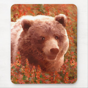 Mousepad Urso Cub do urso na arte dos animais selvagens da