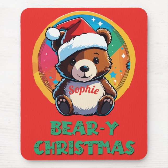 Mousepad Urso de Natal Bonito Adorável Kawaii Chibi (Frente)