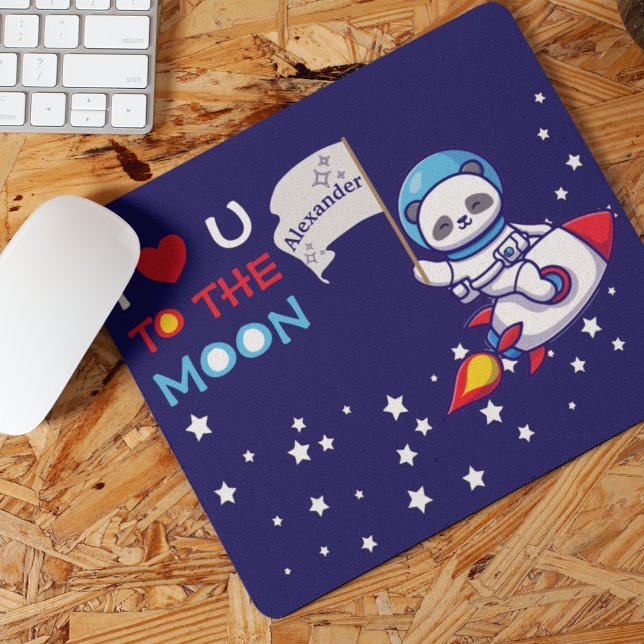 Mousepad Urso De Panda Bonito Em Naves De Foguete Personali (Criador carregado)