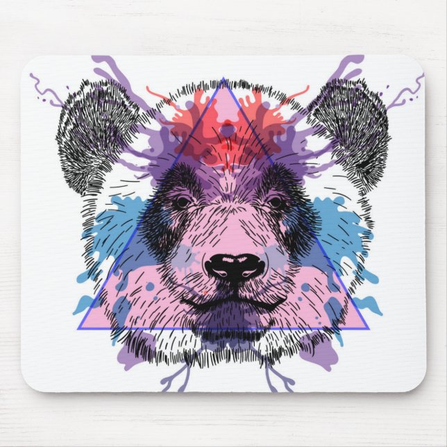 Mousepad Urso de panda geométrico (Frente)