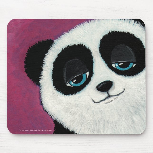 Mousepad Urso de panda lunático bonito com olhos azuis (Frente)
